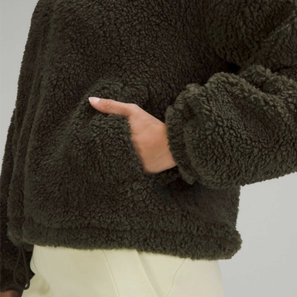 Lululemon Cinchable Fleece Zip-Up Jacket 12 Olive Green Athleisure Minimalist - Picture 4 of 16